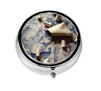 Ancient Map Scene Unique Customized Pill Organizer - 7 Day AM PM Travel Pill Box with Full Print Design - Iron Plating Mini Medicine Organizer