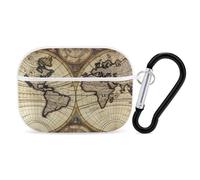 Ancient Map World Globe AirPod Pro Case, Anti Scratch Hard PC Cover with Keychain, AirPod Pro 2nd/1st Case Accessories for Women Men, White-Style