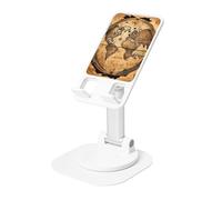 Ancient Map World Globe Cell Phone Stand Height Angle Adjustable 360° Rotating Phone Stand Portable Foldable Desktop Phone Holder Office Accessories Compatible With All Mobile Phones And Tablets