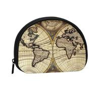 Ancient Map World Globe Coin Purse Personalized Coin Bag for Women Men Change Purse Small Wallets with Zipper Mini Shell Coin Pouch Outdoor Shopping Change Storage Bag Handbags Gifts