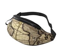 Ancient Map World Globe Fanny Pack for Men Women Fashion Running Waist Packs Waterproof Crossbody Bags Everywhere Belt Bag with Adjustable Strap Sports Hip Pack for Travel Wallet