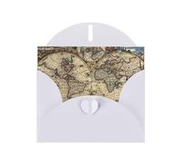 Ancient Map World Globe Greeting Card With Envelope, Birthday Card, Christmas Card, Invitation Card, 3 Colors