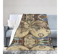 Ancient Map World Globe Print Flannel Blanket for Winter Comfort Warm Blanket Suitable for Bed Sofa Home Must