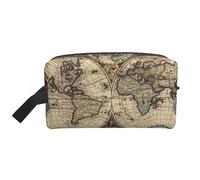 Ancient Map World Globe Print Large Capacity Travel Toiletry Bag Cosmetic Pouch Waterproof Lightweight Vacation