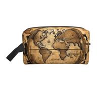 Ancient Map World Globe Print Large Capacity Travel Toiletry Bag Cosmetic Pouch Waterproof Lightweight Vacation