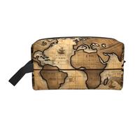 Ancient Map World Globe Print Travel Makeup Portable Cosmetic Organizer Pouch Large Bag Capacity Storage Bag