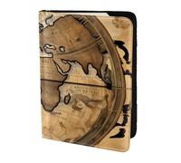 Ancient Map World Globe print Travel Wallet Passport Holder Case for Family Leather Passport Cover for Men Women, Black, One Size