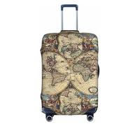 Ancient Map World Globe print Washable Travel Luggage Cover Abstract Colorful Print Luggage Suitcase Protector, White, Small, White, Small