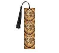 Ancient Map World Globe Print Wooden Bookmarks with Tassels, Wood Book Markers for Book Lovers, Teachers & Present