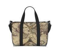 Ancient Map World Globe Printed Travel Bag Duffle Bag for Men Women, Large Water Resistant Gym Bag Weekend Holdall Bag with Shoulder Strap