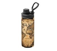 Ancient Map World Globe Printing 18oz Sports Insulated Kettle for Cycling Gym Basketball Outdoor, Suitable As A Present