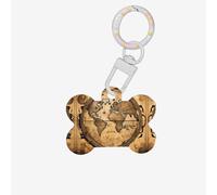 Ancient Map World Globe Printing Dog Tag Bone Shaped Double Sided Pattern Dog Id Tags Bone Shaped Pet Name Tags Dog Collar Tags