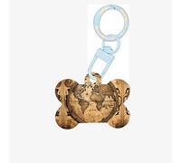 Ancient Map World Globe Printing Dog Tag Bone Shaped Double Sided Pattern Dog Id Tags Bone Shaped Pet Name Tags Dog Collar Tags