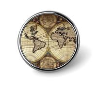 Ancient Map World Globe Round Badge for Men Women, Durable & Stylish Lapel Pins, Lightweight Metal Badges for Shirts, Jackets, Hats