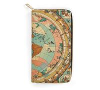 Ancient Map World Globe Slim Thin Credit Card Wallet, PU Leather Bifold Cash Wallet, Zipper Coin Pocket Id Window Wallet Storage Bag Wallet Coin Purse Pouch Change Holder Small with Zipper for Men And