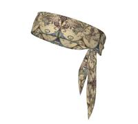 Ancient Map World Globe Sports Head Tie Beach Summer Tropical Adjustable Non-Slip Moisture Wicking for Running Ninja Head Band