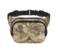 Ancient Map World Globe Square Double-Layer Waist Bag Chest Bag Crossbody Bag Running Travel Hiking Waist Bag