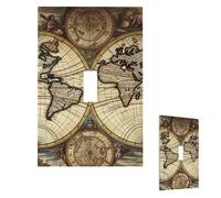 Ancient Map World Globe Wall Plate Cover Modern Decorative 1 Gang Light Switch Cover Unbreakable Receptacle Outlet Covers For Living Room Bedroom Home Decor Single Toggle