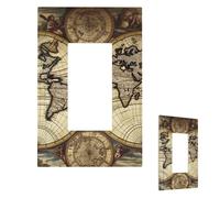 Ancient Map World Globe Wall Plate Cover Modern Decorative 1 Gang Light Switch Cover Unbreakable Receptacle Outlet Covers For Living Room Bedroom Home Decor 1 Gang