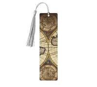 Ancient Map World Globe Wooden Bookmarks for Book Lovers, Handmade DIY Book Mark with Colorful Tassels Double-Sided Printed Page Markers Artistic Book Accessories Gift for Women Men