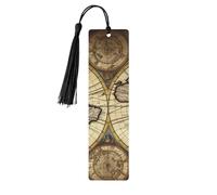 Ancient Map World Globe Wooden Bookmarks for Book Lovers, Handmade DIY Book Mark with Colorful Tassels Double-Sided Printed Page Markers Artistic Book Accessories Gift for Women Men