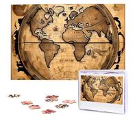Ancient Map World Globe Wooden Puzzles 1000 Pieces Personalized Jigsaw Puzzle For Adults Interesting Custom Photo Puzzles Gift For Holiday Birthday Wedding Anniversay