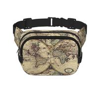 Ancient Map World Globe Zipper Fanny Pack, Crossbody Bags with Adjustable Strap for Jogging, Cycling
