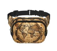 Ancient Map World Globe Zipper Fanny Pack, Crossbody Bags with Adjustable Strap for Jogging, Cycling