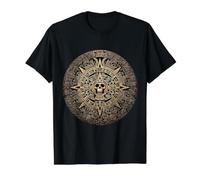 Ancient Mayan Calendar Maya Aztec Mexican Sun Stone Azteca Value Graphic T-Shirt, Men, Black, L