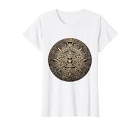 Ancient Mayan Calendar Maya Aztec Mexican Sun Stone Azteca Value Graphic T-Shirt, Women, White, M