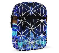 Ancient Mayan Calendar Purple Gold Pattern Flower of Life Adjustable Fanny Waist Pack Pouch, Waterproof Crossbody Runners Bag Wallet for Gym Hiking Fitness Women Men 6.1 x 2.2 x 7.9 inch