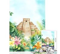 Ancient Mayan Pyramid Puzzles for Teenagers 1000 Pieces Gifts Birthday Pattern Assembly Toy Wall Decor Suitable for Ages 14 And Up (50x75cm)