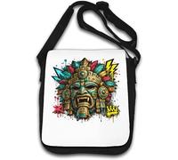 Ancient Mesoamerican Warrior Mask Shoulder Bag White