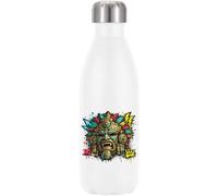 Ancient Mesoamerican Warrior Mask Vacuum Insulated Thermal Water Bottle White