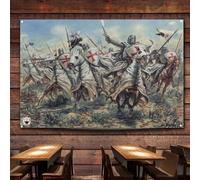 Ancient Military Art Poster Wall Tapestry Vintage Knights Templar Decorative Banner Crusader Armor Warrior Wall Hanging Flag A0