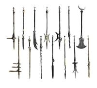 Ancient Miniature Weapons 14Pcs, Zinc Alloy Mini Weapons Set Includes Lance Halberd Spear Dagger-Axe for Collectors/ 5 Inch