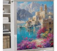 Ancient Monastery by The Lake Shower Curtain with Hooks for Bathroom Daily Household Stylish Washable Anti-Mould Proof Resistant for Home Bathroom Toile Hotel Decor 69.69x70.87Inch（177x180cm）