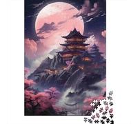 Ancient Mountain Temple 1000 Piece Jigsaw Puzzle Paper for Adults Night Sakura View Puzzle Game for Family Relaxation Home Gift 52x38cm/1000pcs