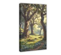 Ancient Oak Forest Country Decor Dark Academy Art Canvas Poster Wall Art Decor Print Picture Paintings for Living Room Bedroom Decoration 12" L X 18" W