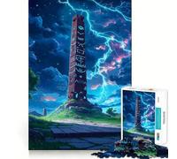 Ancient Obelisk Under Storm Jigsaw Puzzle 1000 Piece Focus Boost Fun Advanced Laser Cutting Tech Travel-friendly Brain Game Gift (38x52cm)