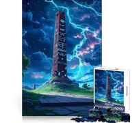 Ancient Obelisk Under Storm Jigsaw Puzzles for Adults 1000 Memory Training Time Well Spent Precise Edges Best Gift (38x26cm)