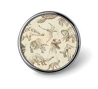 Ancient Old Animals Dinosaurs Elephants Crocodile Silhouette Retro Round Brooch Pin, Unisex Smooth Lapel Tie Pin, Lightweight Badge Jewelry Crafts Decor for Costume Accessory Men Women