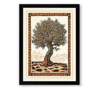Ancient Olive Tree Botanical Framed Wall Art Print A1 (84.1×59.4cm) Black, Wall Decor for Living Room, Bedroom, Office & Home, Ready to Hang, Art Gift