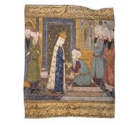 Ancient Persian Fine Paintings Blanket,Complex Floral Borders Perfect Sofa Bed Cover 70x80inch(180x200cm),soft And Comfortable to The Touch,suitable for Keeping The Whole Family Warm