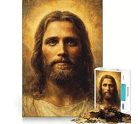 Ancient Portrait of Jesus Christ 1000 Piece Jigsaws for Adults Brain Training Fun Clean Cut Sturdy Components Calming Mental Break Activity (38x52cm)