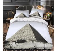 Ancient pyramid 3D Pattern Comforter Cover 3pcs Ultra-Soft Microfibre Skin-Friendly Historical monument Quilt Cover 2 Pillow Shams Zippered Closure Machine Washable Kids & Teens King（220x240cm）