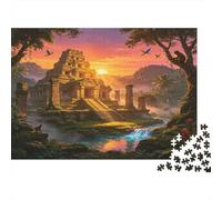 Ancient Pyramid Ruins 1000 Piece Jigsaw Puzzle Paper for Adults Tropical Jungle Landscape Puzzle Game for Family Relaxation Home Decor Gift 70x50cm/1000pcs