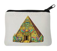 Ancient Pyramid with Mystical Symbols Neoprene Coin Purse Pouch 10x11cm White