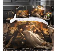 Ancient Queen Comforter Cover 3D Print Hotel Quality 3 Pieces Bedding Set Zipper Egyptian Royal Duvet Cover Ultra Soft Washable for Adults Kids Girls Boys Women Teens Youth Single（135x200cm）