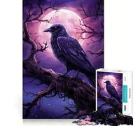 Ancient Raven Moon Night 1000 Piece Jigsaw Puzzles Memory Train Fun Smooth Burr Free Surface Entertaining Challenge for Spare Time (50x75cm)